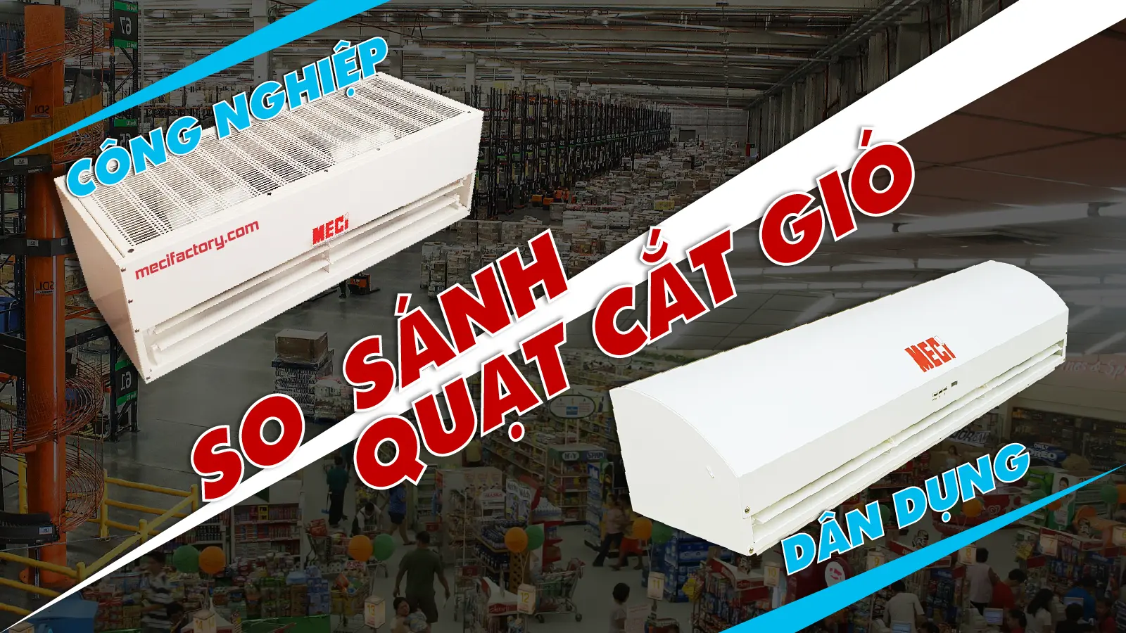 Ảnh bìa so sánh quạt cắt gió công nghiệp và dân dụng