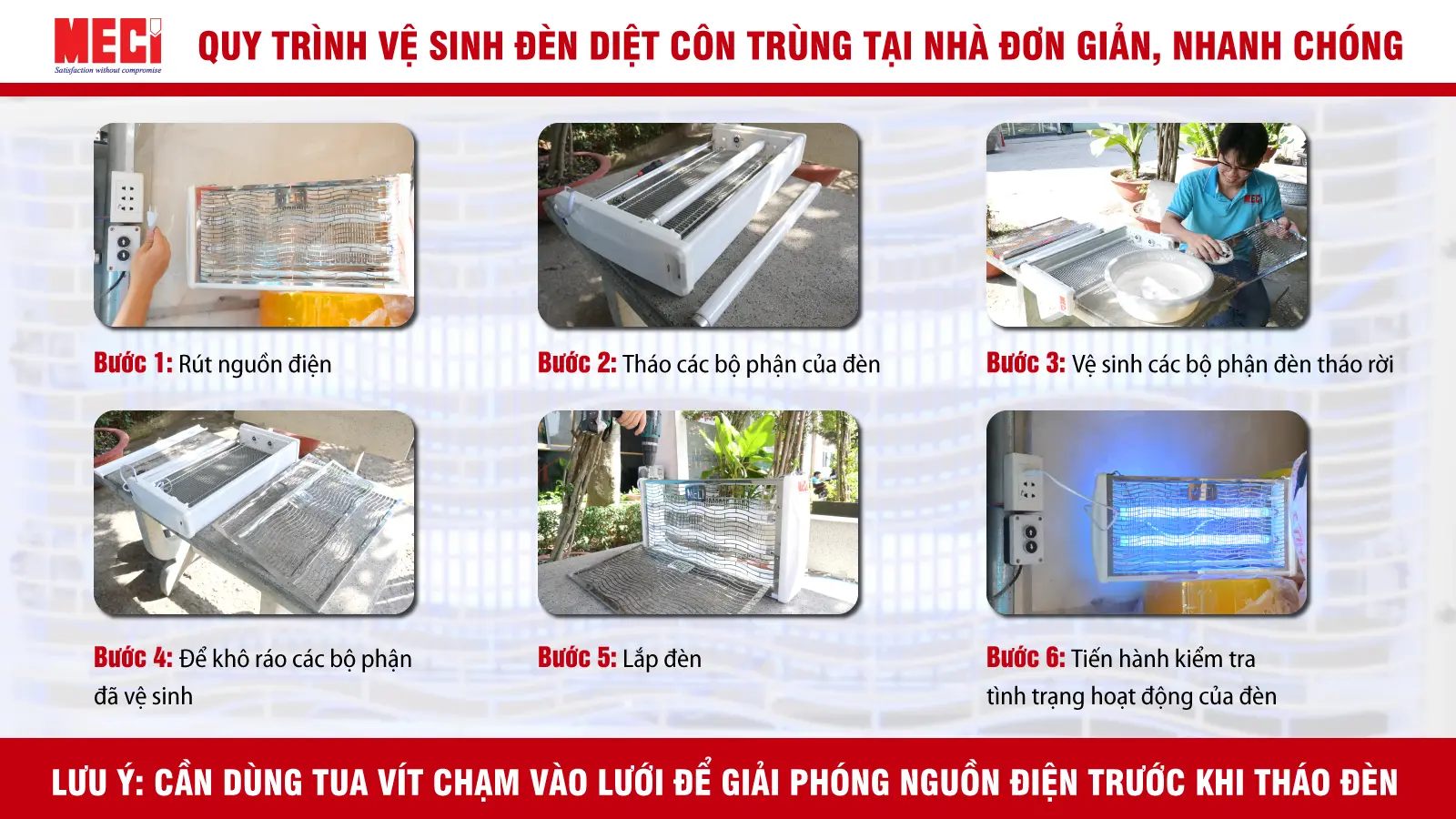Toàn bộ quy trình vệ sinh đèn diệt côn trùng chi tiết nhất