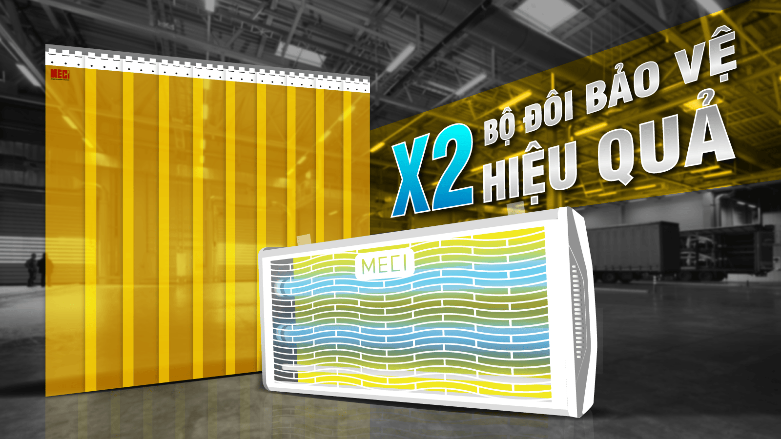 Bộ đôi đèn diệt côn trùng và rèm nhựa màu vàng sẽ nhân đôi bảo vệ trước côn trùng