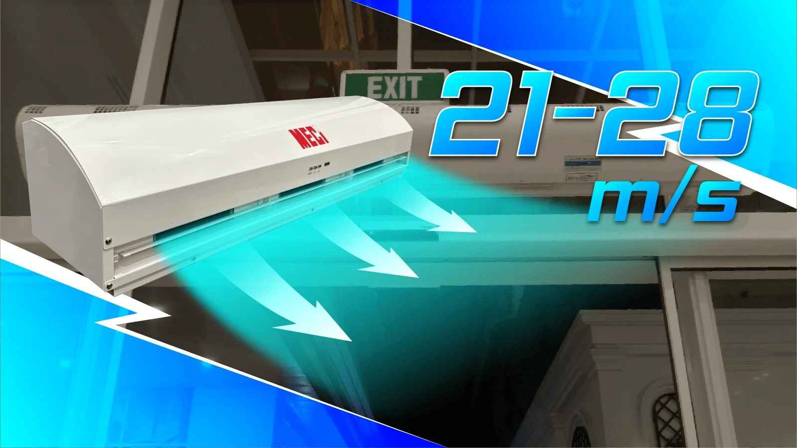 quạt cắt gió MECI thổi ra luồng gió đặt tốc độ 21 - 28 m/s