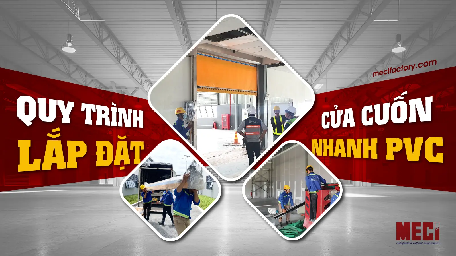 Ảnh bìa quy trình lắp đặt cửa cuốn nhanh PVC