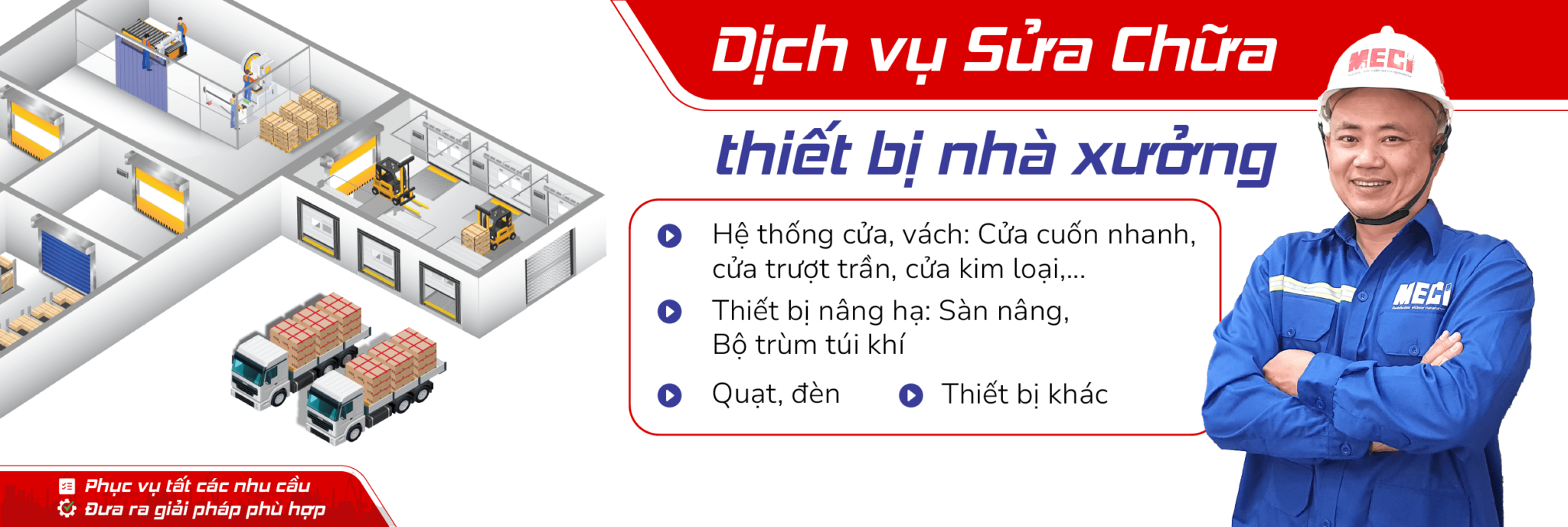 Banner Dịch vụ sửa chữa thiết bị nhà xưởng MECI Sài Gòn