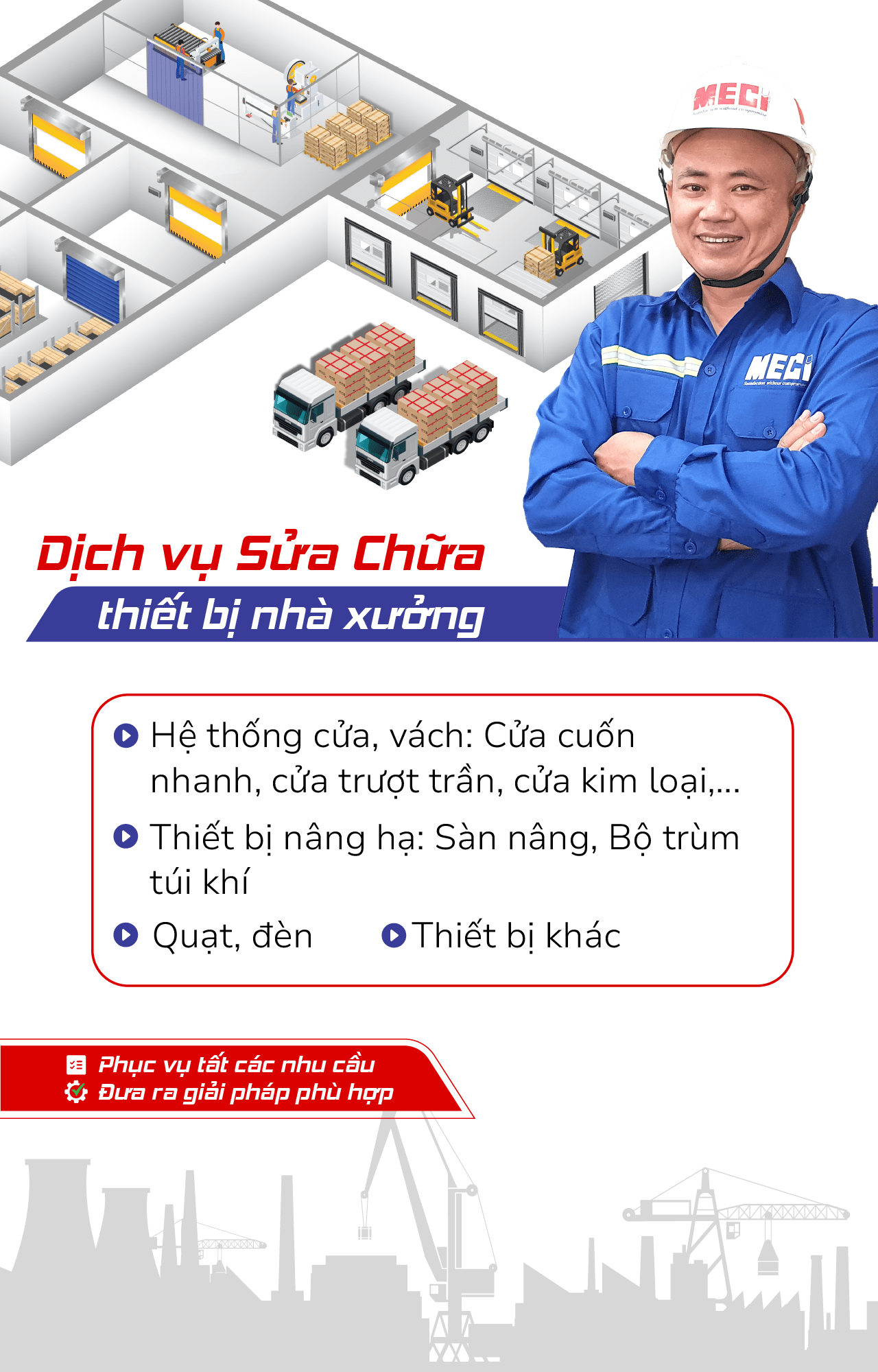 Banner Dịch vụ sửa chữa thiết bị nhà xưởng MECI Sài Gòn