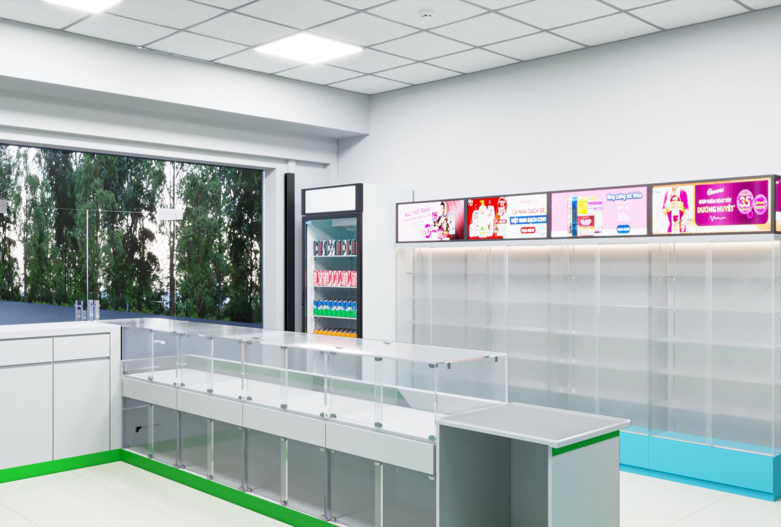 Ảnh chụp một góc quầy tiếp khách của nhà thuốc