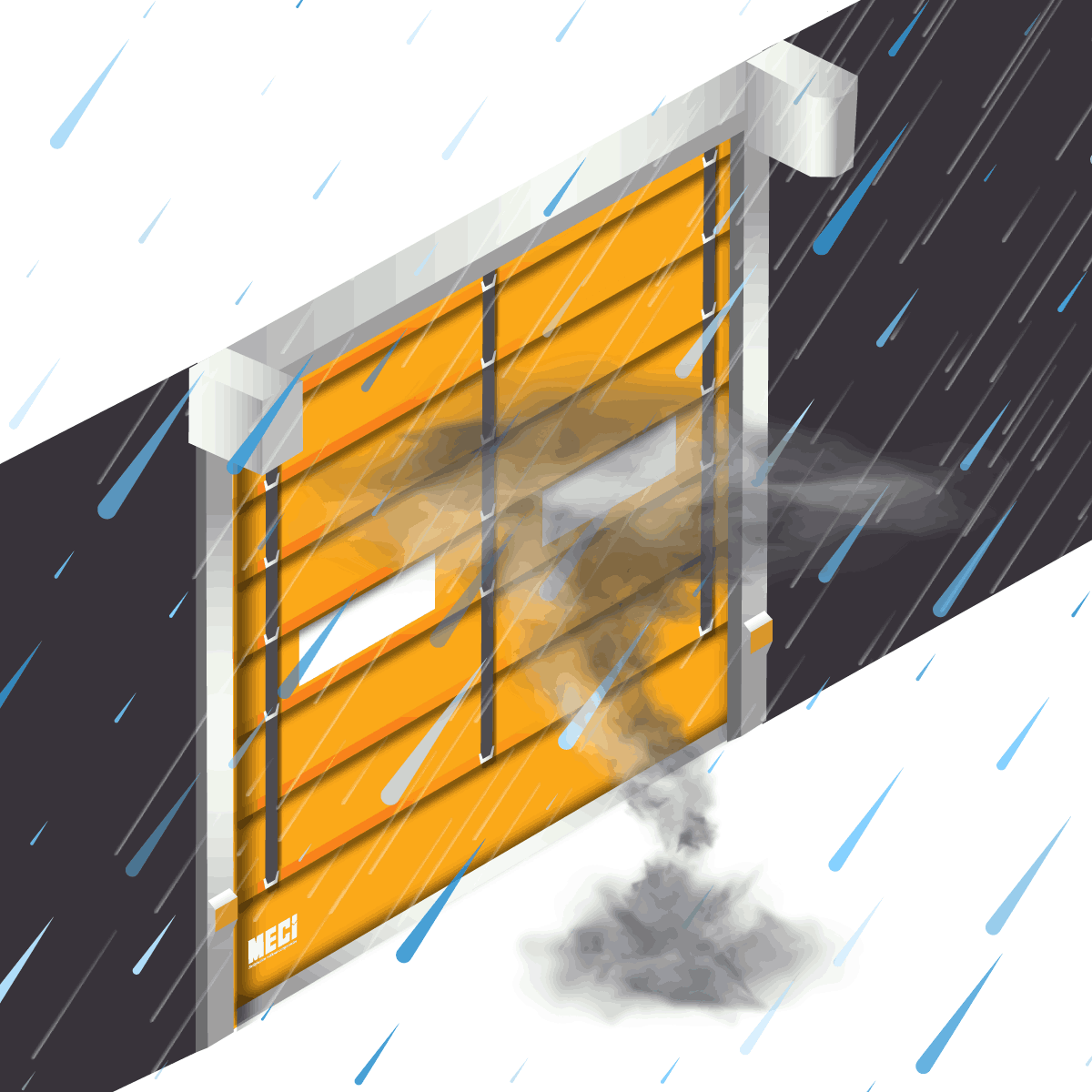 So sánh cửa cuốn tiêu chuẩn và dạng xếp mô hình 3d cửa trước mưa