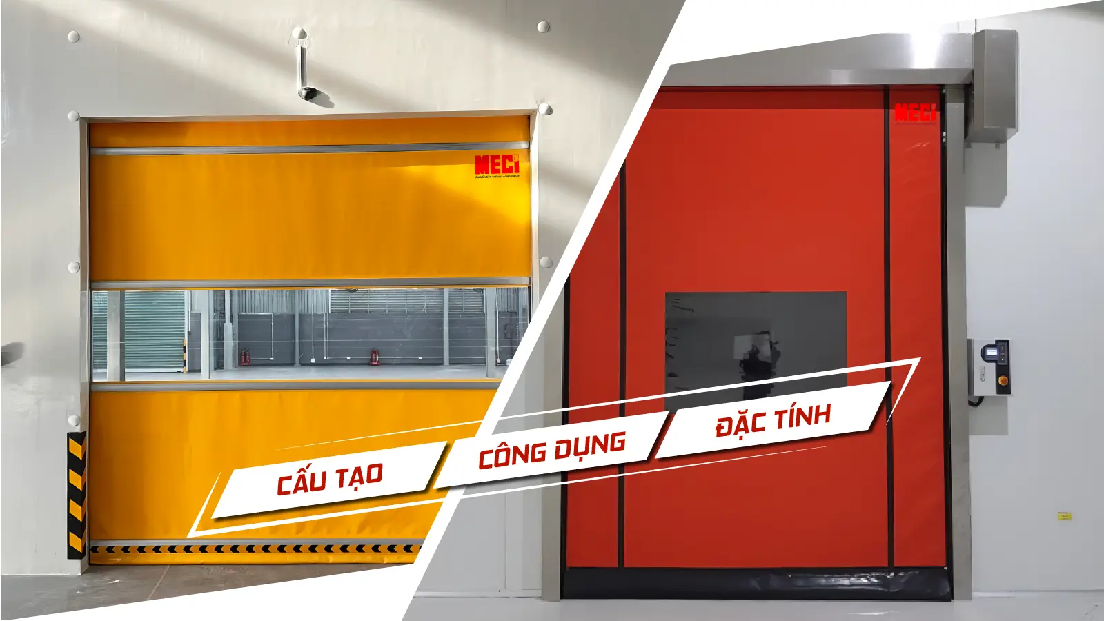 Hình ảnh thể hiện sự giống nhau giữa cửa cuốn nhanh tiêu chuẩn và tự phục hồi.