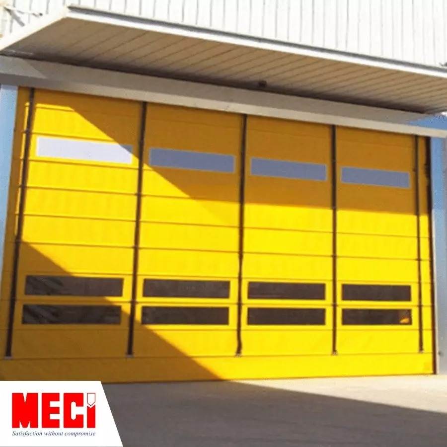 Sản phẩm Cửa cuốn nhanh dạng xếp MECI thực tế tại nhà xưởng