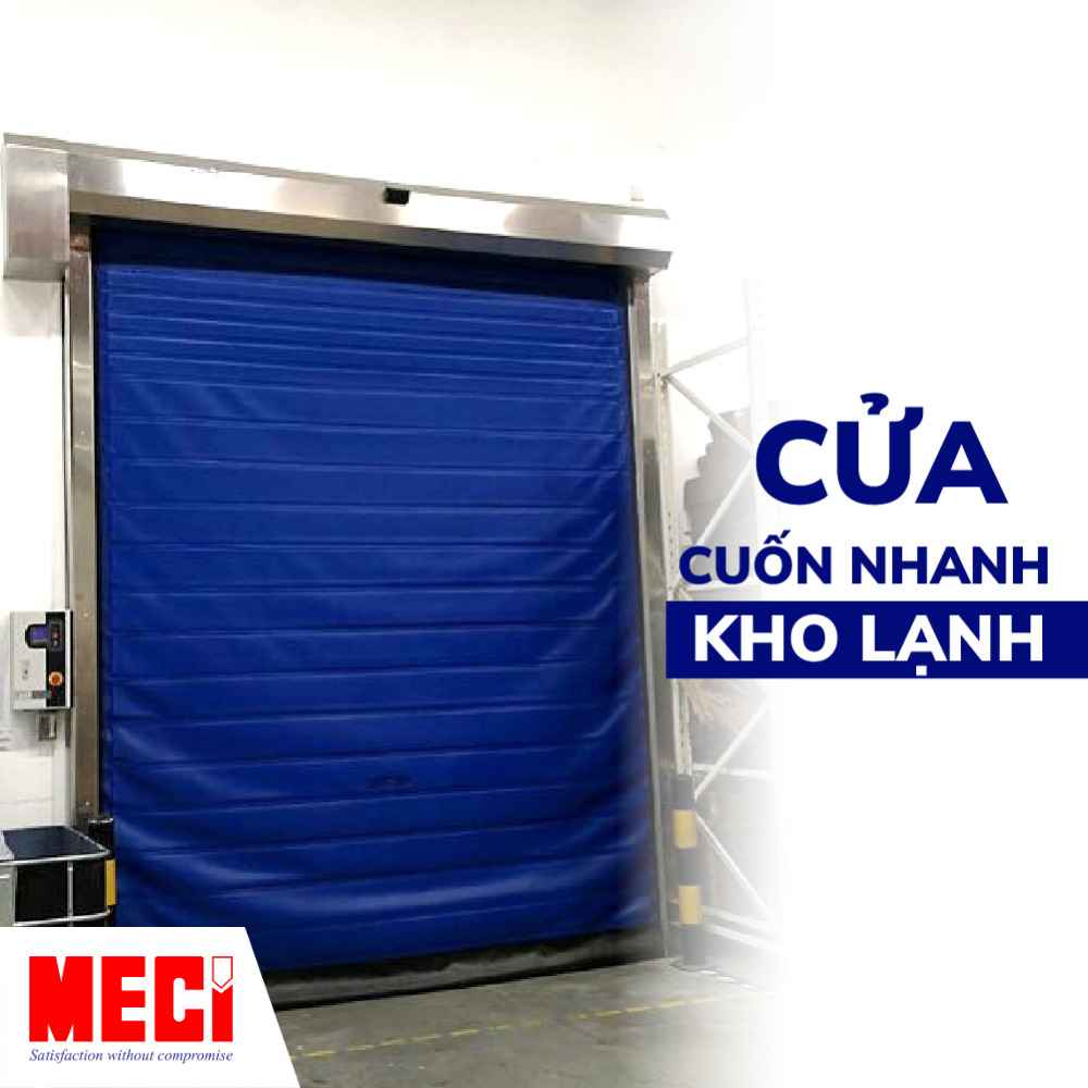 Cửa cuốn kho lạnh màu xanh