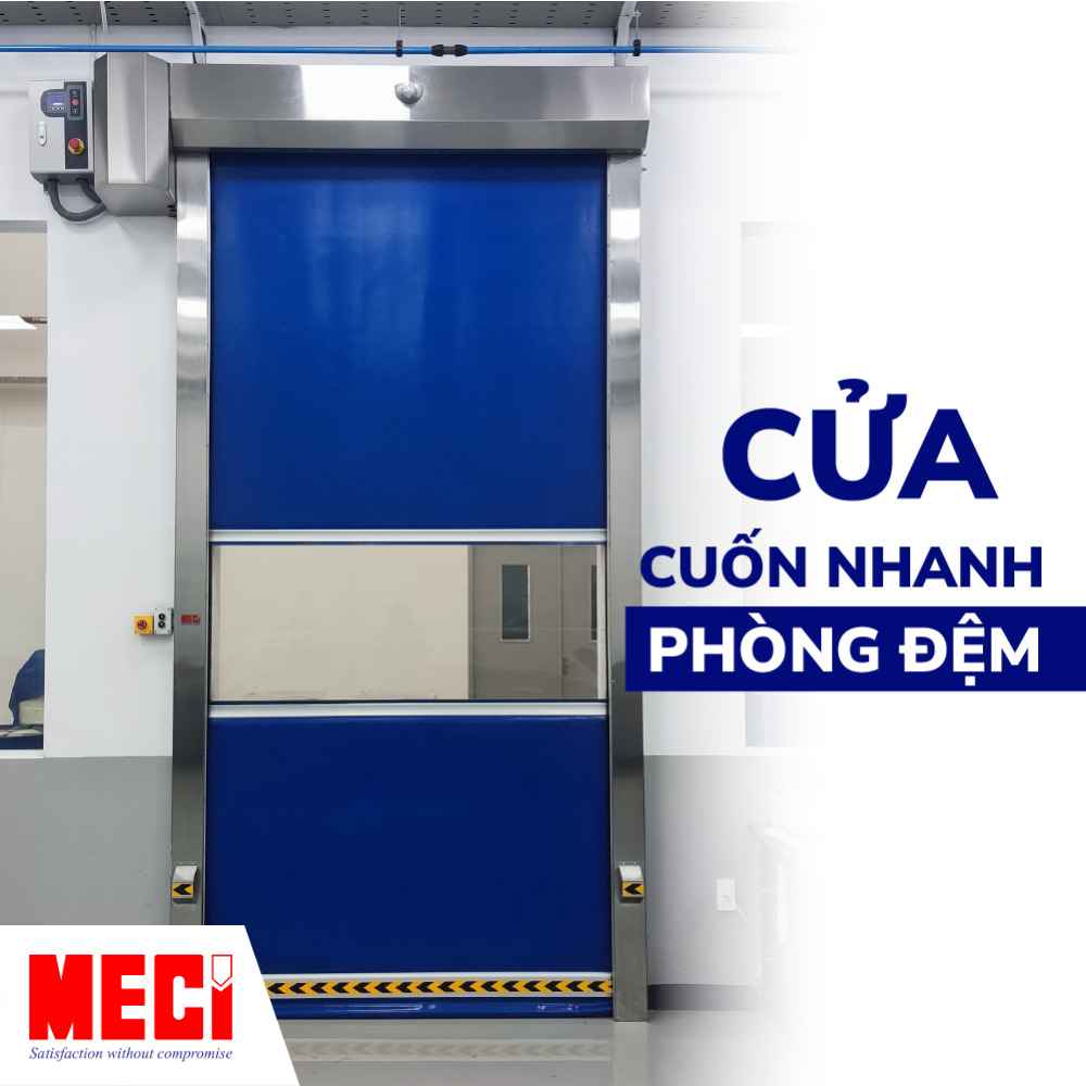 Cửa cuốn nhanh PVC màu xanh