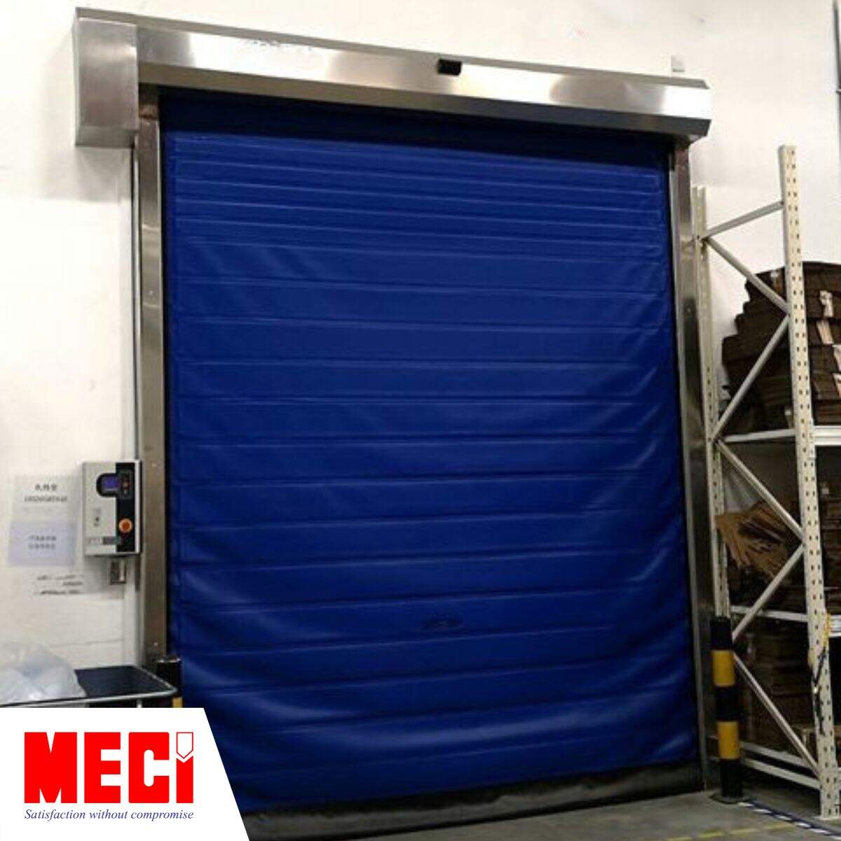 Cửa cuốn kho lạnh PVC màu xanh