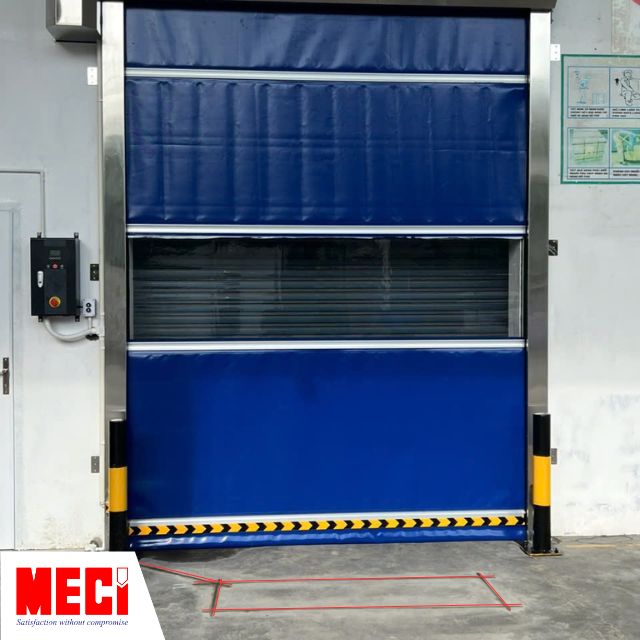 Cửa cuốn nhanh địa từ màu xanh nước biển