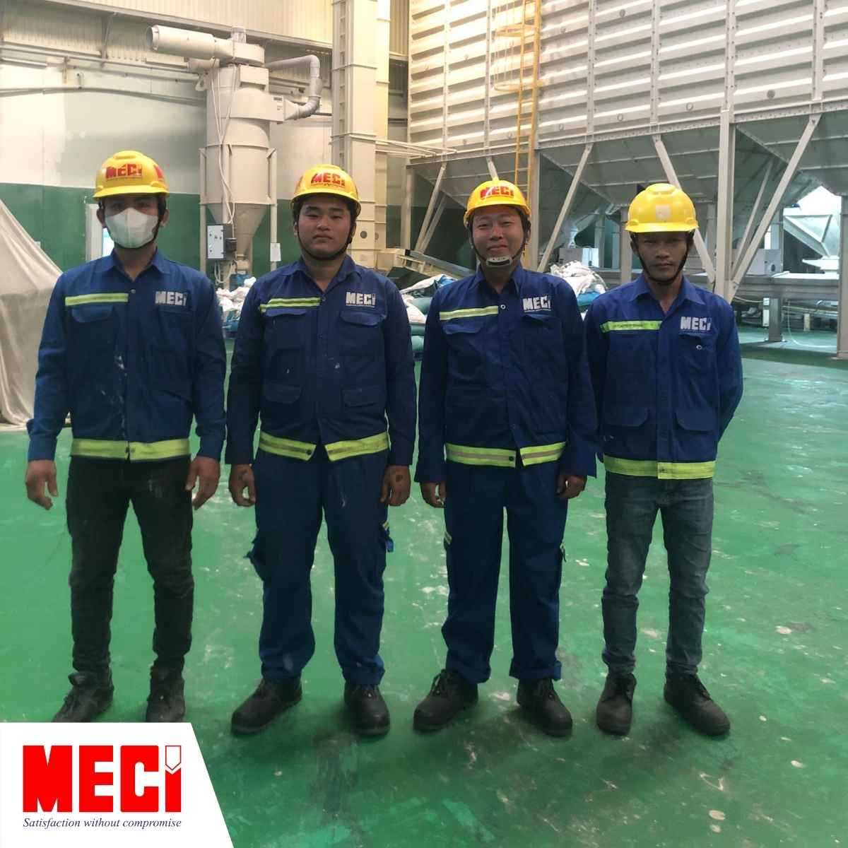 4 kỹ thuật MECI đứng tại nhà máy Olam Long An