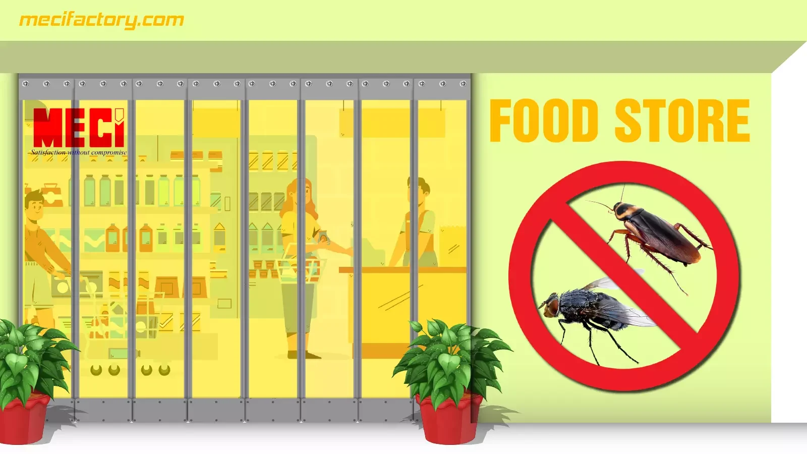 Ảnh bìa biện pháp ngăn côn trùng bằng rèm nhựa nam châm vàng