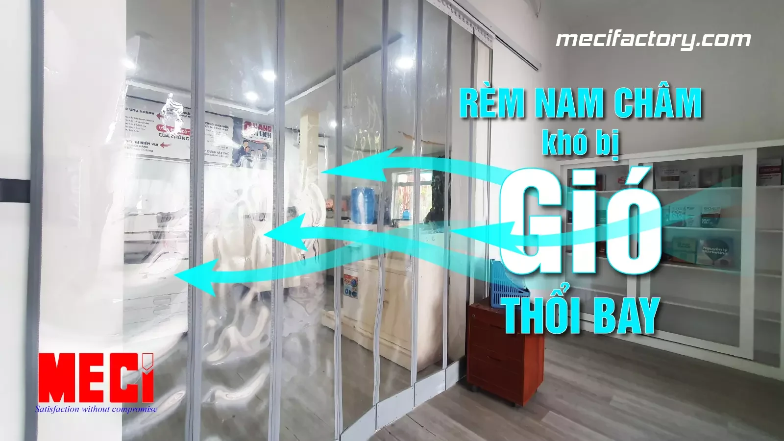 Ảnh bìa biểu thị rèm nhựa nam châm không bị gió thổi bay