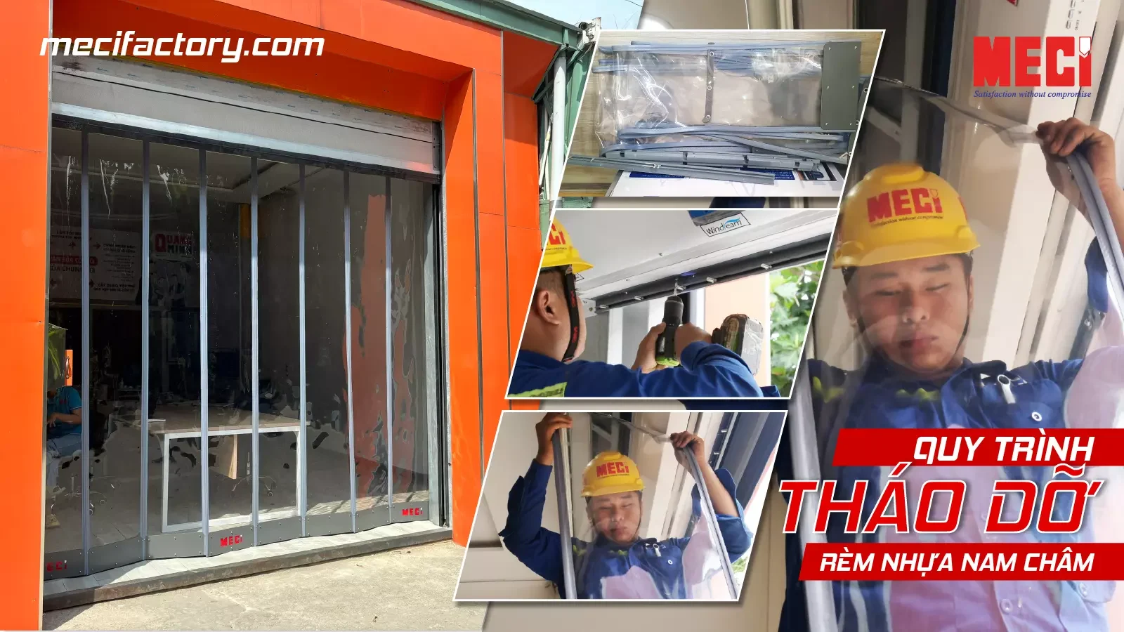 Ảnh bìa chi tiết quy trình tháo dỡ rèm nhựa nam châm