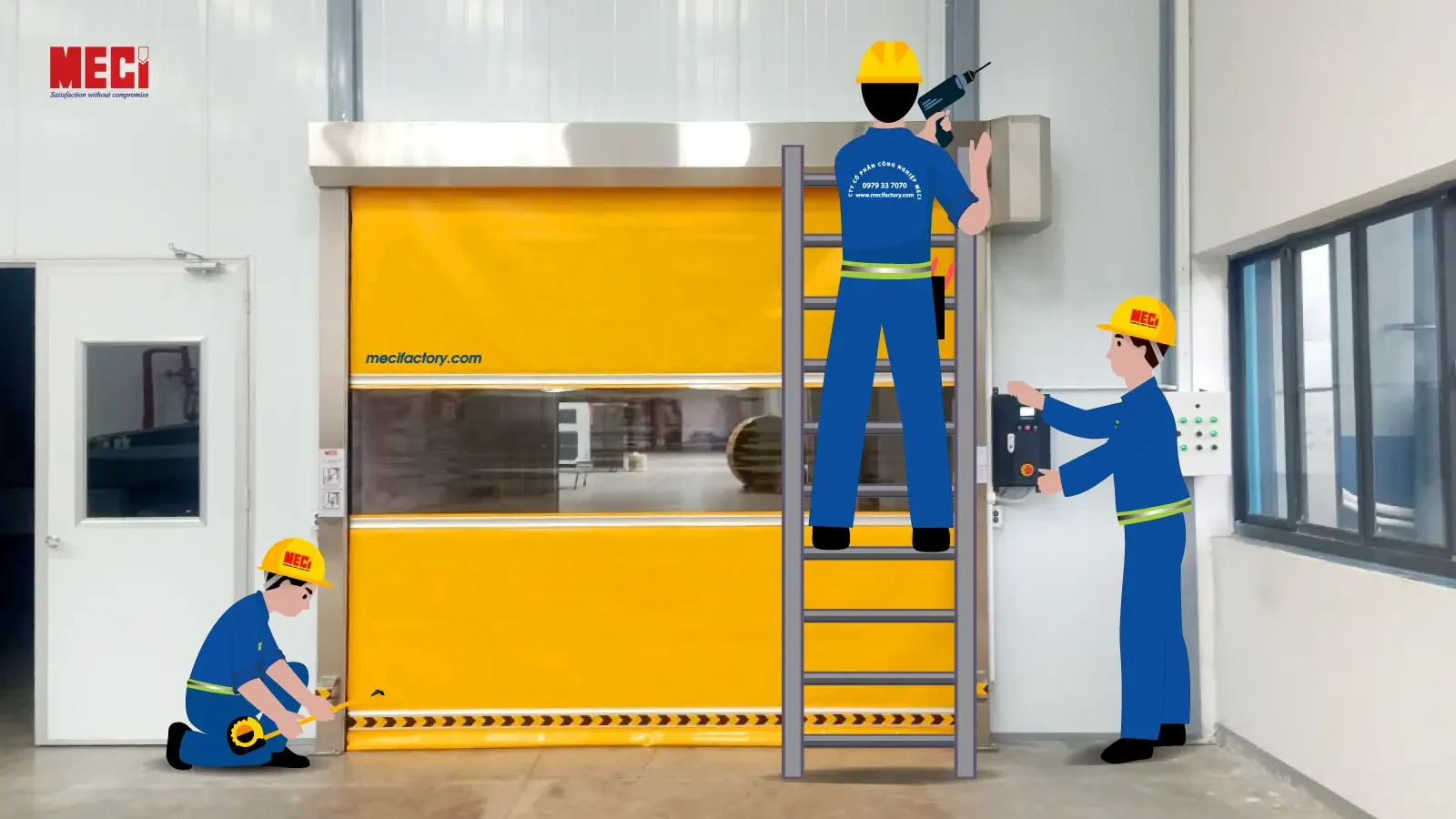 Ảnh bìa quy trình bảo trì cửa cuốn nhanh PVC