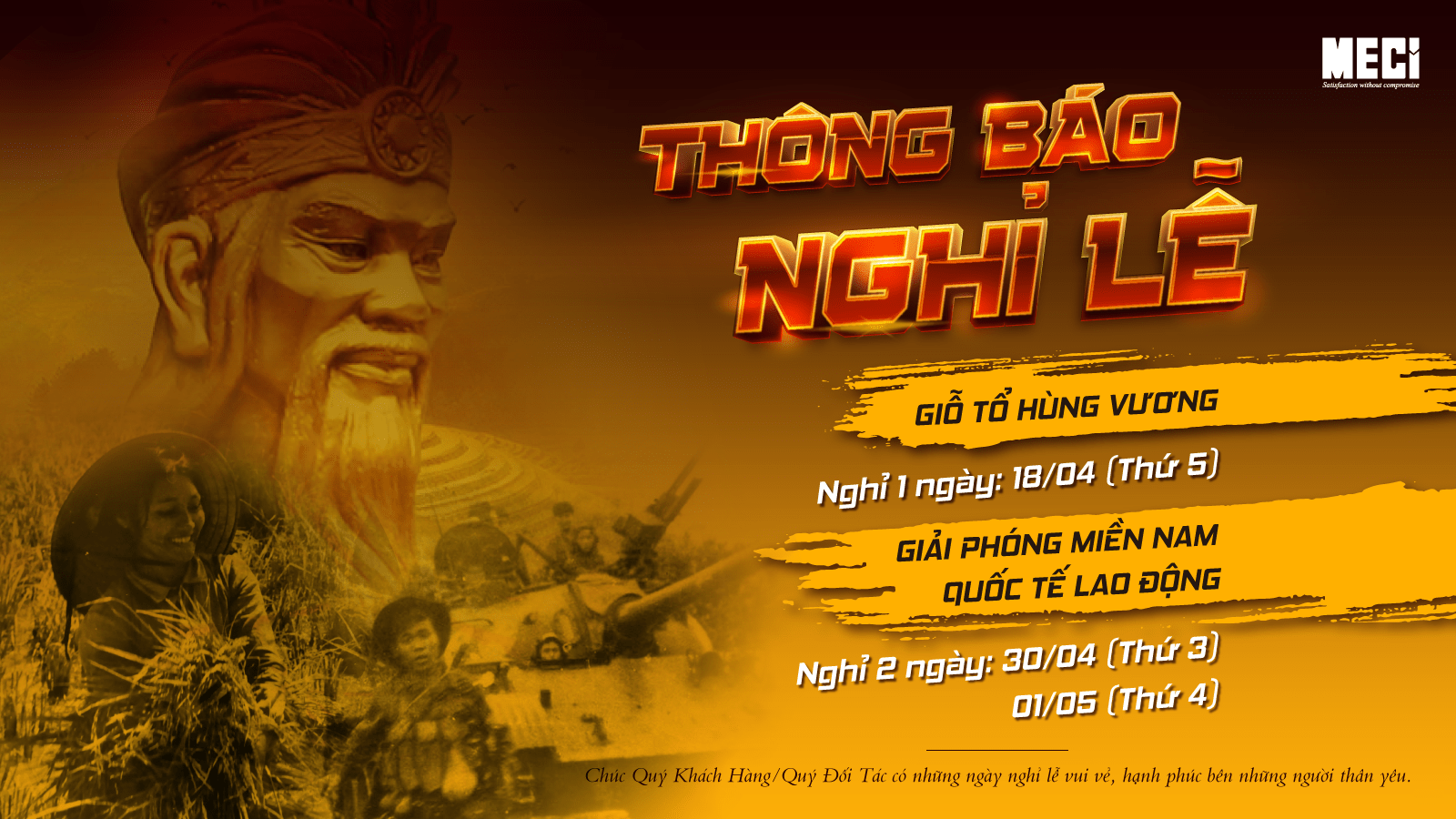 ảnh bìa MECI Sài Gòn thông báo nghỉ lễ