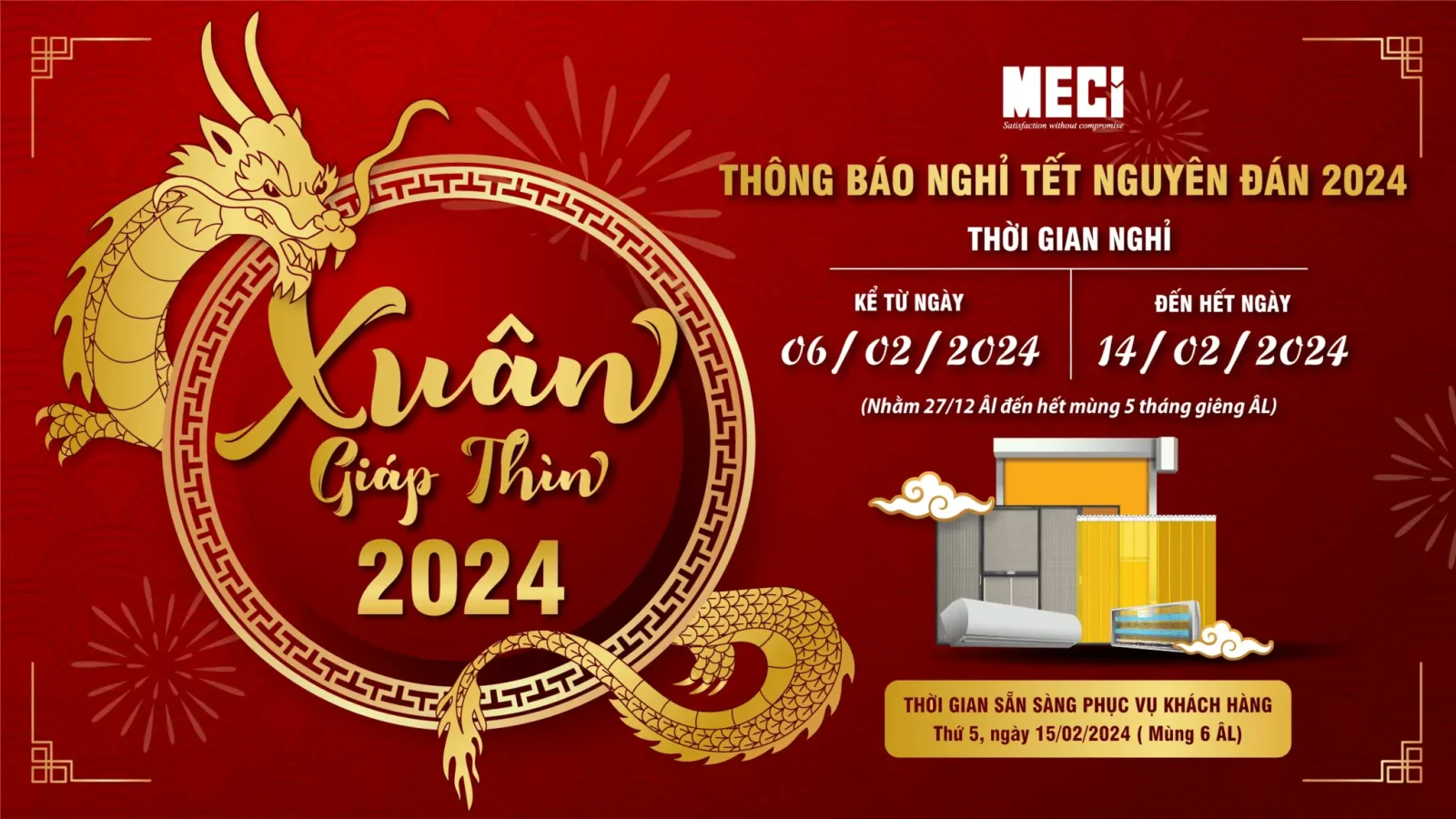 THÔNG BÁO NGHỈ TẾT GIÁP THÌN MECI SÀI GÒN