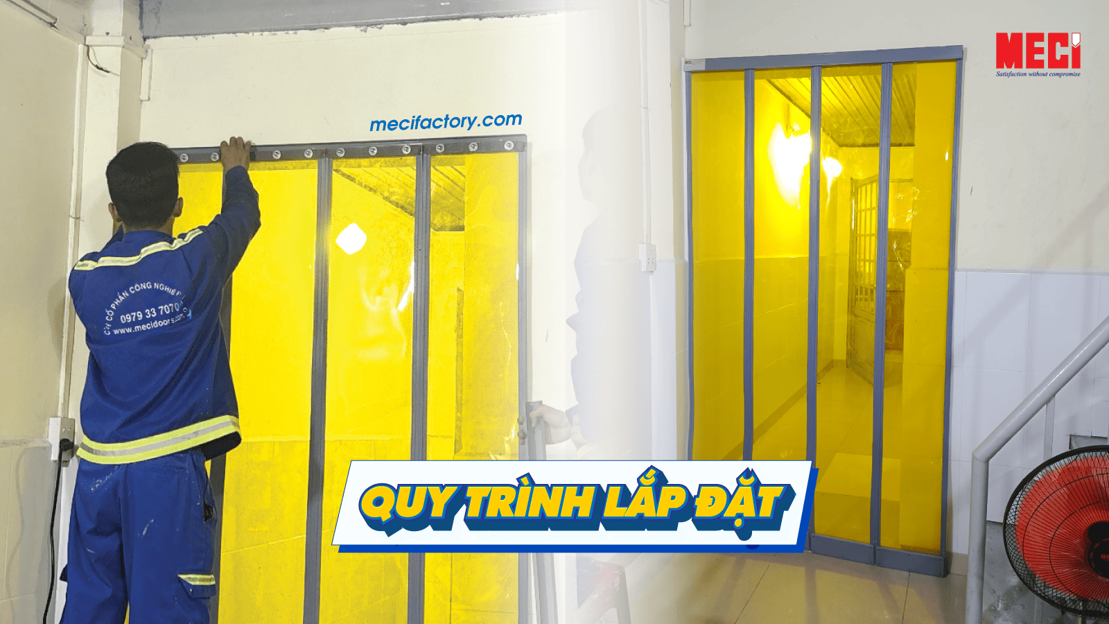 ảnh bìa của quy trình lắp đặt rèm nhựa nam châm