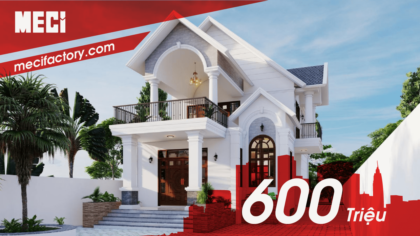 xây nhà 2 tầng 600 triệu